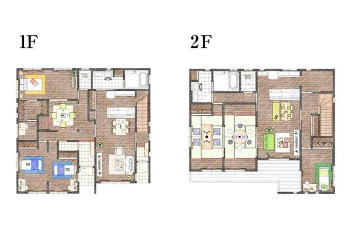 完全分離型の2世帯住宅-間取り図